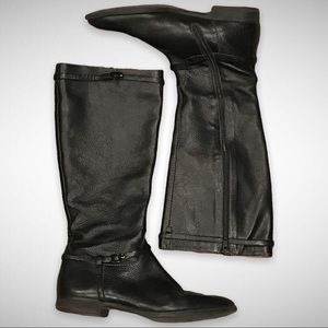 Gorgeous Black Leather Tall Full Zip Italian Leather Boots - 7.5